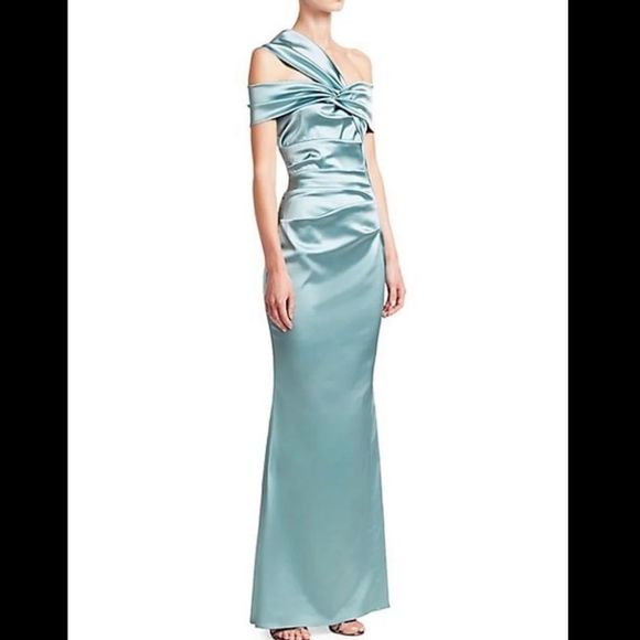 Talbot Runhof Duchesse Satin One-Shoulder Gown - Picture 3 of 7
